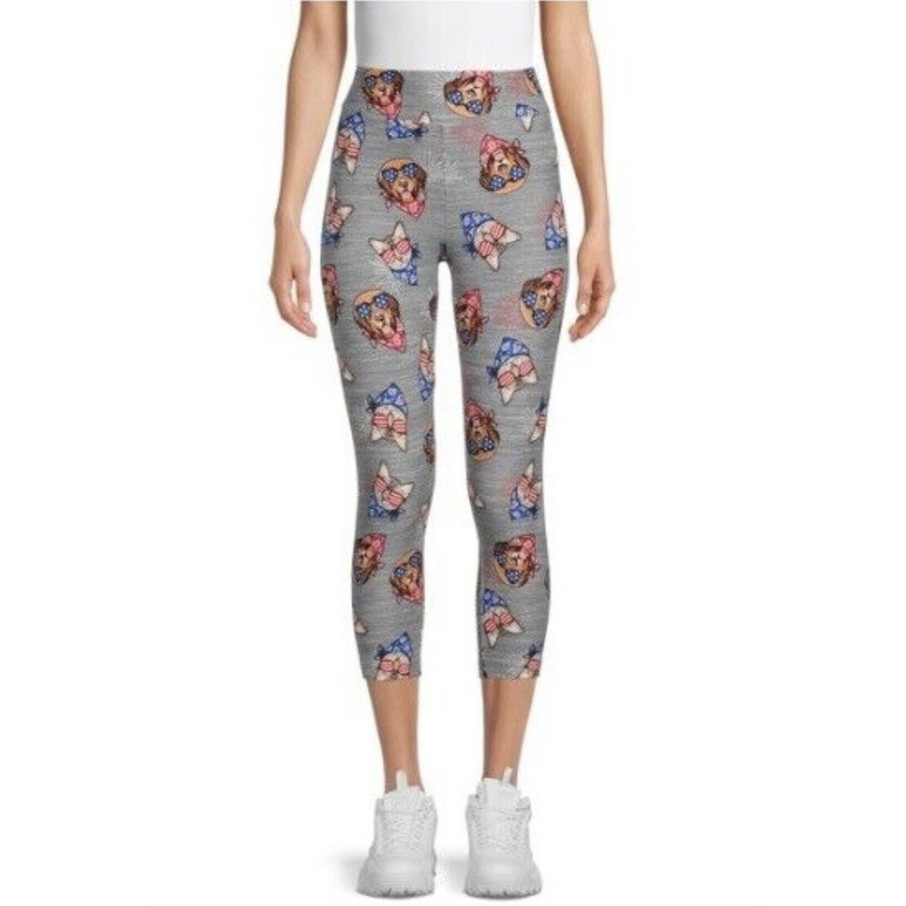 Way To Celebrate Womens Americana Capri Leggings XS 0-2 New with Tags Kitty Dog